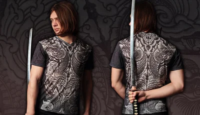 Футболки с полной запечаткой: змеиная кожа  черная с коротким рукавом